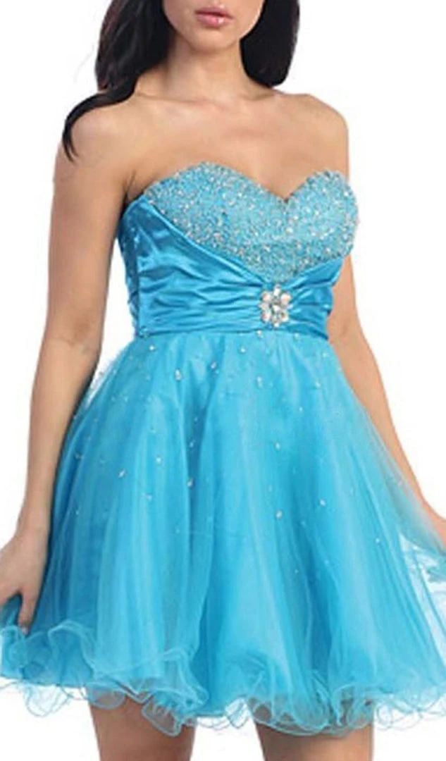 May Queen - MQ697 Bejeweled Bodice Strapless Sweetheart Cocktail Dress 4 May Queen - MQ697 Bejeweled Bodice Strapless Sweetheart Cocktail Dress