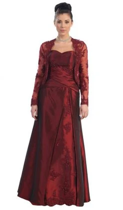 May Queen - MQ731 Appliqued Pleat Ornate Mother Of The Bride Formal Gowns