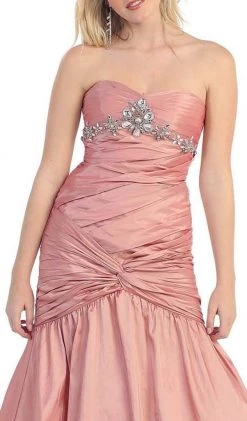 May Queen - MQ761 Strapless Sweetheart Twisted Trumpet Prom Gown Formal Gowns