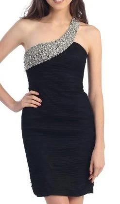 Cocktail Dresses May Queen - MQ812 Asymmetrical Crystal Beaded Cross Over Prom Dress