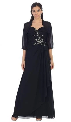 Formal Gowns May Queen - MQ838 Strapless Sweetheart Formal Gown With Quarter Sleeve Bolero