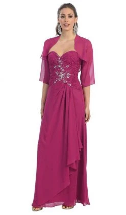 Formal Gowns May Queen - MQ838 Strapless Sweetheart Formal Gown With Quarter Sleeve Bolero 10 Formal Gowns May Queen - MQ838 Strapless Sweetheart Formal Gown With Quarter Sleeve Bolero