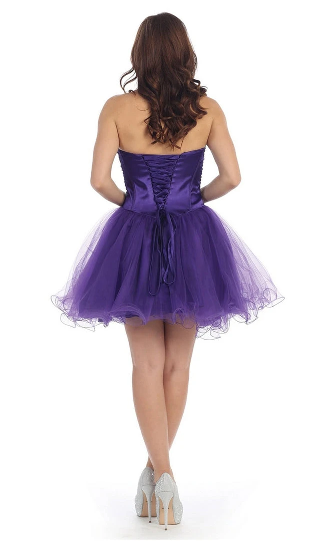 Cocktail Dresses May Queen - MQ873 Strapless Sweetheart Corset Cocktail Dress 14 Cocktail Dresses May Queen - MQ873 Strapless Sweetheart Corset Cocktail Dress