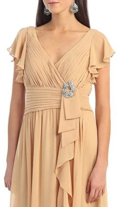 May Queen - MQ924 Butterfly Sleeve Ruched V-Neck Draping Evening Dress Formal Gowns 7 May Queen - MQ924 Butterfly Sleeve Ruched V-Neck Draping Evening Dress Formal Gowns