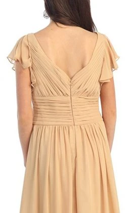 May Queen - MQ924 Butterfly Sleeve Ruched V-Neck Draping Evening Dress Formal Gowns 9 May Queen - MQ924 Butterfly Sleeve Ruched V-Neck Draping Evening Dress Formal Gowns