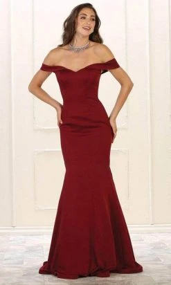 May Queen - Off Shoulder Mermaid Evening Gown MQ1547 - 1 Pc Burgundy In Size 2 Available Formal Gowns