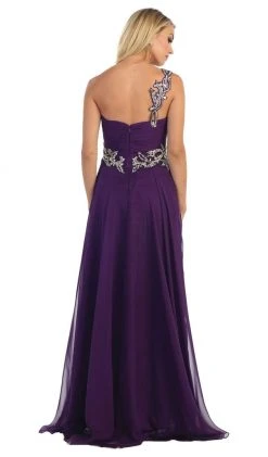 May Queen - One Shoulder Strap Sequined Formal Dress With High Front Slit Formal Gowns