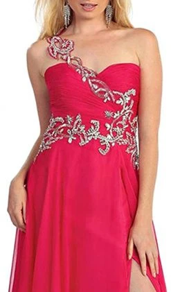 May Queen - One Shoulder Strap Sequined Formal Dress With High Front Slit Formal Gowns