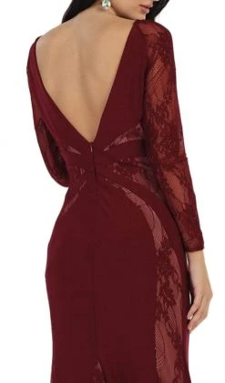 May Queen - Paneled Sheer Lace Sheath Long Evening Gown