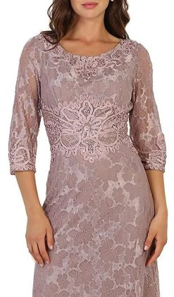 May Queen - Quarter Length Sleeve Lace Evening Dress