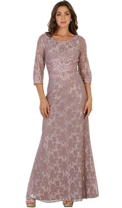 May Queen - Quarter Length Sleeve Lace Evening Dress