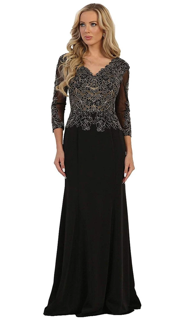 May Queen - Quarter Length Sleeve Lace Sheath Dress MQ1505 - 1 Pc Black In Size L Available 3 May Queen - Quarter Length Sleeve Lace Sheath Dress MQ1505 - 1 Pc Black In Size L Available