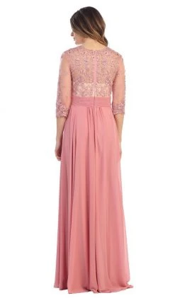 May Queen - Quarter Sleeve Illusion Empire Formal Dress Formal Gowns