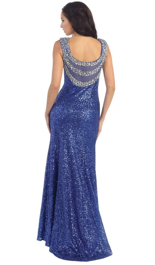 Formal Gowns May Queen - RQ-7209 Sequined V-neck Sheath Evening Gown 8 Formal Gowns May Queen - RQ-7209 Sequined V-neck Sheath Evening Gown