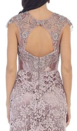 May Queen - RQ-7296 Embroidered Illusion Jewel Sheath Cocktail Dress Cocktail Dresses