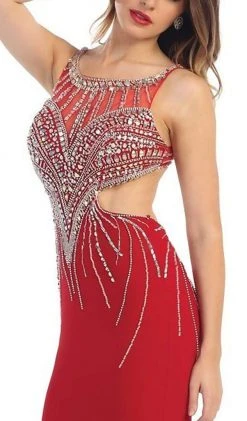 May Queen - RQ-7334 Bejeweled Scoop Sheath Evening Dress 9 May Queen - RQ-7334 Bejeweled Scoop Sheath Evening Dress