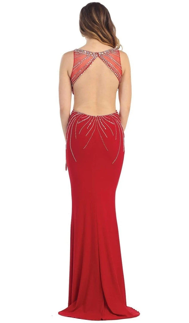 May Queen - RQ-7334 Bejeweled Scoop Sheath Evening Dress 5 May Queen - RQ-7334 Bejeweled Scoop Sheath Evening Dress