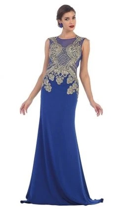 May Queen - RQ-7434 Gilded Illusion Jewel Sheath Evening Dress 13 May Queen - RQ-7434 Gilded Illusion Jewel Sheath Evening Dress