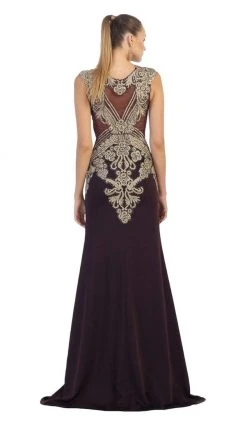 May Queen - RQ-7434 Gilded Illusion Jewel Sheath Evening Dress 11 May Queen - RQ-7434 Gilded Illusion Jewel Sheath Evening Dress