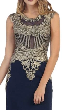 May Queen - RQ-7436 Gilded Sheer Jewel Sheath Evening Dress 11 May Queen - RQ-7436 Gilded Sheer Jewel Sheath Evening Dress