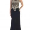 May Queen - RQ-7437 Embellished Illusion Jewel Sheath Evening Dress