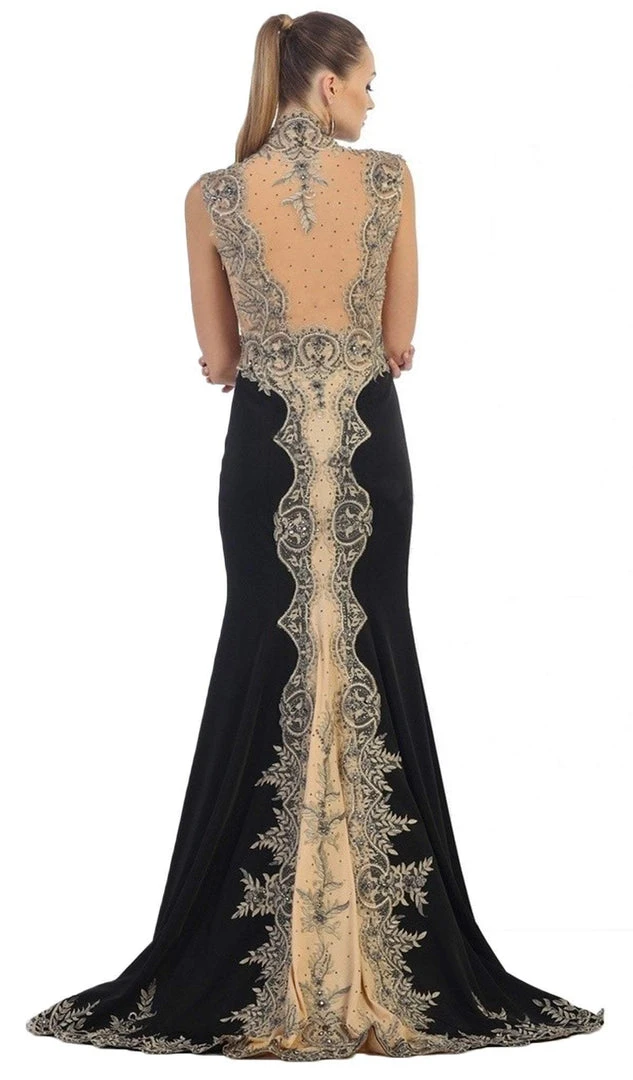 May Queen - RQ-7440 Embellished Queen Anne Sheath Evening Dress Formal Gowns 5 May Queen - RQ-7440 Embellished Queen Anne Sheath Evening Dress Formal Gowns