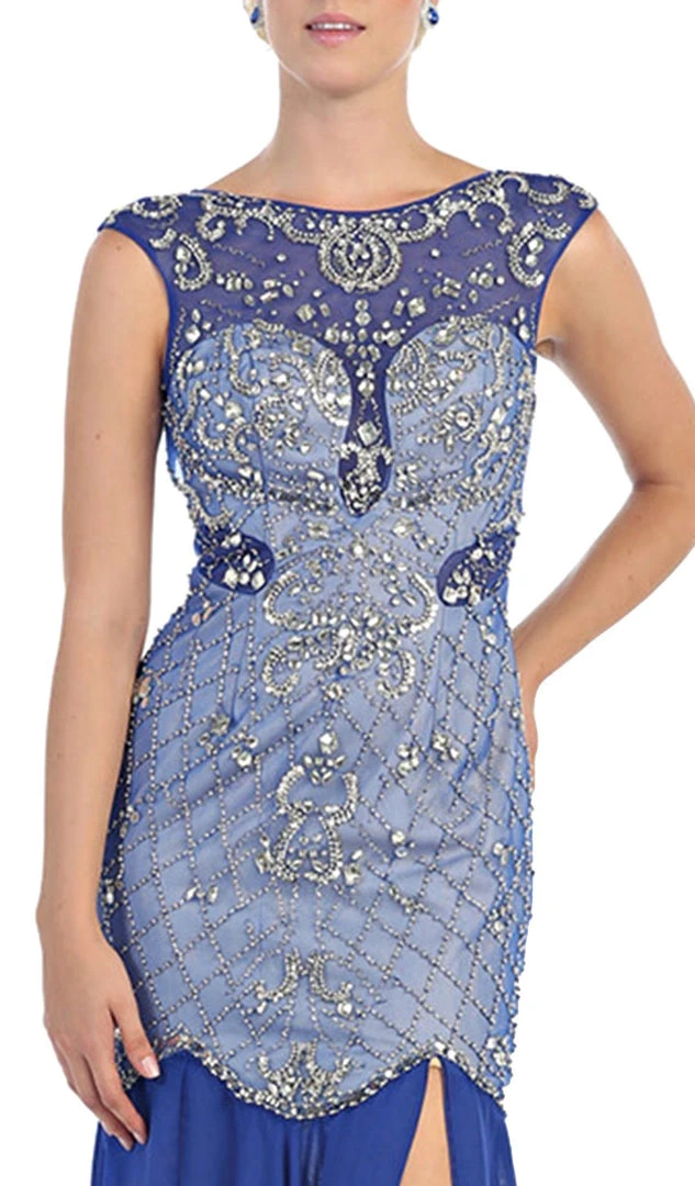 May Queen - RQ7212 Sheer Embellished Open Back Evening Dress Formal Gowns 4 May Queen - RQ7212 Sheer Embellished Open Back Evening Dress Formal Gowns