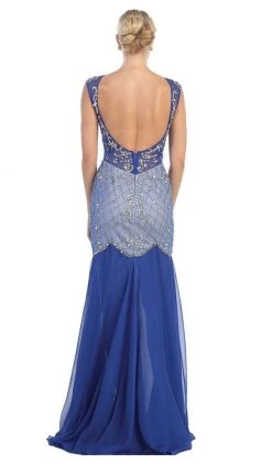 May Queen - RQ7212 Sheer Embellished Open Back Evening Dress Formal Gowns 8 May Queen - RQ7212 Sheer Embellished Open Back Evening Dress Formal Gowns
