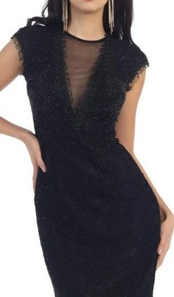 May Queen - RQ7242 Cap Sleeve Sheer Jewel Lace Cocktail Dress Cocktail Dresses 13 May Queen - RQ7242 Cap Sleeve Sheer Jewel Lace Cocktail Dress Cocktail Dresses