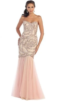 Formal Gowns May Queen - RQ7289 Strapless Sequined Embellished Evening Gown 12 Formal Gowns May Queen - RQ7289 Strapless Sequined Embellished Evening Gown