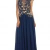 Formal Gowns May Queen - RQ7340 Laced Deep Illusion V-Neck A-Line Evening Dress 1 Formal Gowns May Queen - RQ7340 Laced Deep Illusion V-Neck A-Line Evening Dress