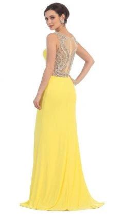 Formal Gowns May Queen - RQ7375 Hourglass Illusion Embellished Bodice Evening Dress