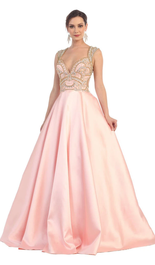 May Queen - RQ7392 Sleeveless Sequin Embellished Evening Ballgown Formal Gowns 3 May Queen - RQ7392 Sleeveless Sequin Embellished Evening Ballgown Formal Gowns