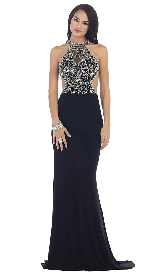 May Queen - RQ7421 Jewel Ornate Bodice High Neck Evening Gown 5 May Queen - RQ7421 Jewel Ornate Bodice High Neck Evening Gown