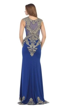May Queen - RQ7435 Gold Embellished Sheer Jewel Sheath Evening Dress Formal Gowns 13 May Queen - RQ7435 Gold Embellished Sheer Jewel Sheath Evening Dress Formal Gowns