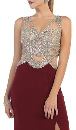 Formal Gowns May Queen - RQ7444 Sequined And Beaded Embellished Bodice Cutout Illusion Evening Gown 9 Formal Gowns May Queen - RQ7444 Sequined And Beaded Embellished Bodice Cutout Illusion Evening Gown