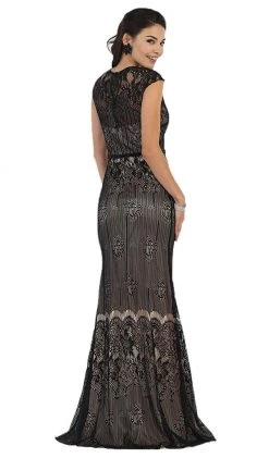 May Queen - RQ7448 Cap Sleeve Sequined Lace Evening Gown Formal Gowns 10 May Queen - RQ7448 Cap Sleeve Sequined Lace Evening Gown Formal Gowns