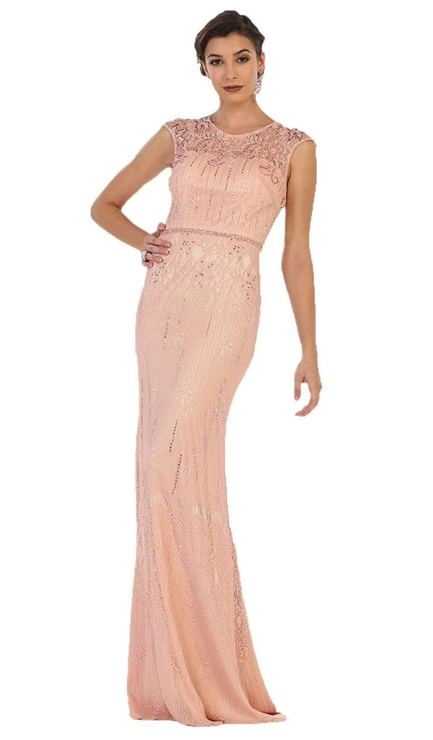 May Queen - RQ7448 Cap Sleeve Sequined Lace Evening Gown Formal Gowns 8 May Queen - RQ7448 Cap Sleeve Sequined Lace Evening Gown Formal Gowns
