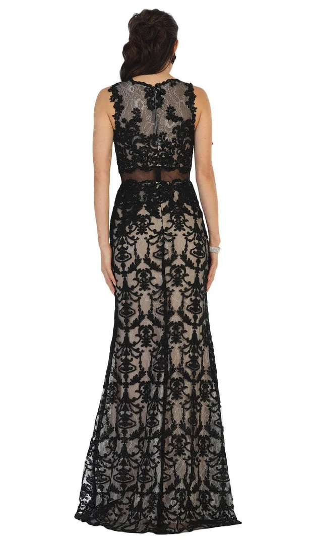 May Queen - RQ7460 Sleeveless Embellished Lace Sheath Evening Gown 5 May Queen - RQ7460 Sleeveless Embellished Lace Sheath Evening Gown