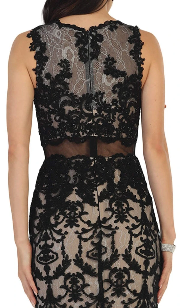 May Queen - RQ7460 Sleeveless Embellished Lace Sheath Evening Gown 6 May Queen - RQ7460 Sleeveless Embellished Lace Sheath Evening Gown