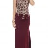Formal Gowns May Queen - RQ7464 Metallic Lace Embroidered V-Neck Sheath Evening Dress 1 Formal Gowns May Queen - RQ7464 Metallic Lace Embroidered V-Neck Sheath Evening Dress