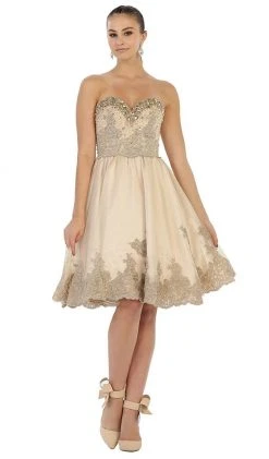 Cocktail Dresses May Queen - RQ7476 Sparkling Embroidered Sweetheart Cocktail Dress
