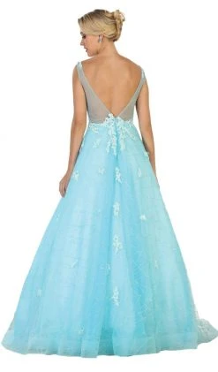 May Queen - RQ7513 Applique Illusion Bateau A-line Dress