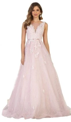 May Queen - RQ7513 Applique Illusion Bateau A-line Dress