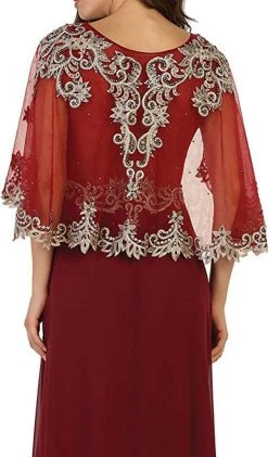 May Queen - RQ7514 Cape Sleeve Embellished A-line Mother Of The Bride Gown 10 May Queen - RQ7514 Cape Sleeve Embellished A-line Mother Of The Bride Gown