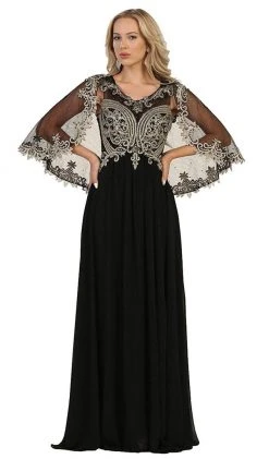 May Queen - RQ7514 Cape Sleeve Embellished A-line Mother Of The Bride Gown 11 May Queen - RQ7514 Cape Sleeve Embellished A-line Mother Of The Bride Gown