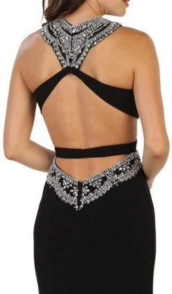 May Queen - RQ7526 Embellished Cutout Dress With Slit