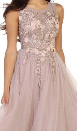May Queen - RQ7527 Sleeveless Pearl Embellished Evening Gown Formal Gowns