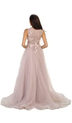 May Queen - RQ7527 Sleeveless Pearl Embellished Evening Gown Formal Gowns