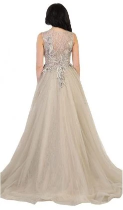 May Queen - RQ7527 Sleeveless Pearl Embellished Evening Gown Formal Gowns